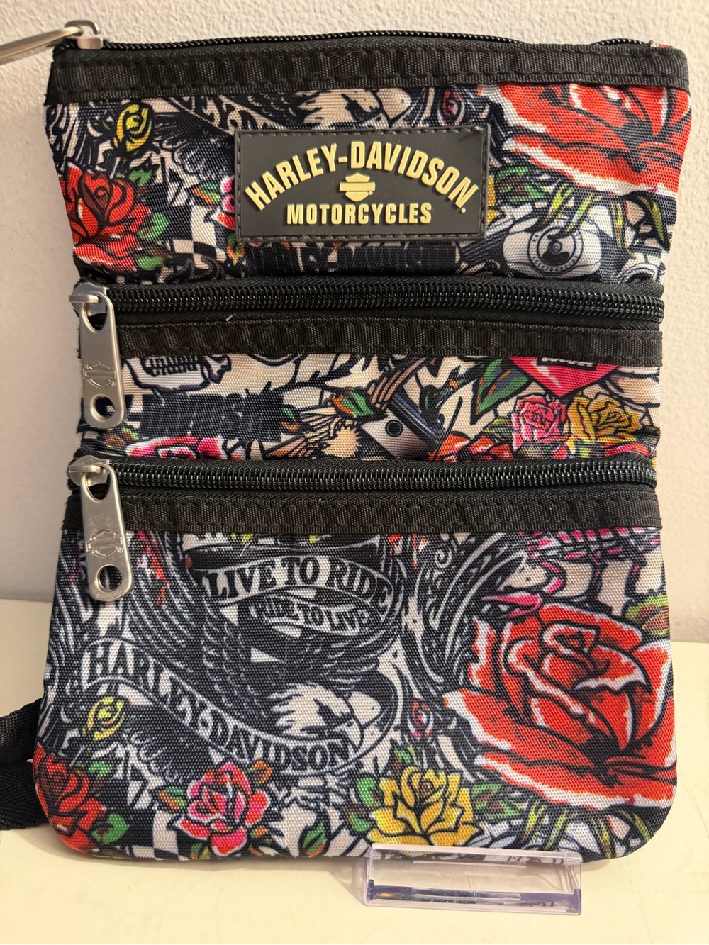 Harley-Davidson tattoo print crossbody bag.